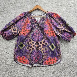 Xirena Jules Puff-Sleeve Top Womens Medium White Boho Luxe‎ V-Neck Cotton Blouse